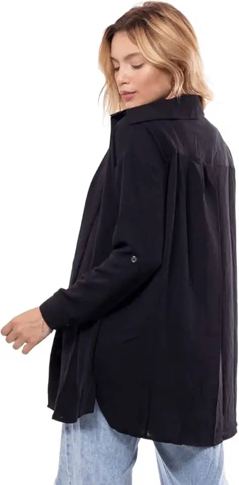 Camisa Social Feminina de Botão Manga Longa – Camisa Branca Estilo Alfaiataria para Trabalho, Escritório e Looks Elegantes BLU-006