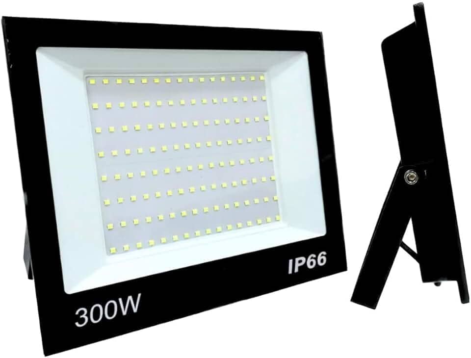 Refletor LED Holofote 300W Branco Frio 6500K - IP66 à Prova d’Água Econômico para Jardim, Fachada e Quintal Premium