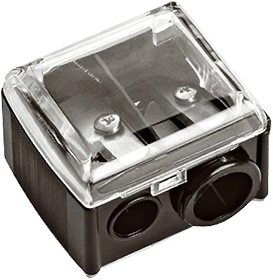 Apontador Duplo para Lápis Maquiagem, Mundial S/A, Preto