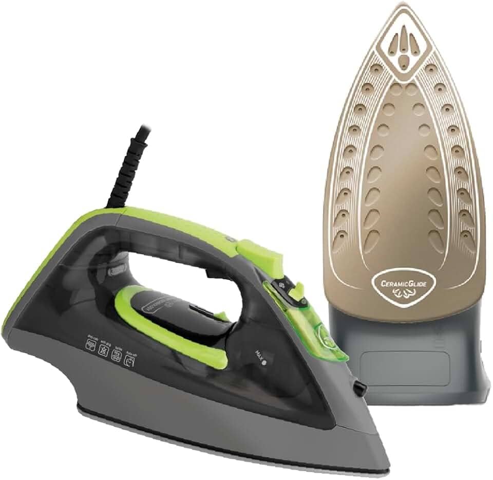 Ferro a Vapor Arno Smartgliss com Base Cerâmica, Tecnologia Smart, Desligamento Automático e Modo Economia de Energia, 1520W, Verde e Cinza, FSC1 110V