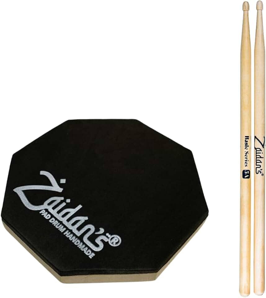 Pad Estudo Bateria Praticável 15cm ou 6 Polegadas + Par Baquetas Basic Series Zaidan's By Spanking (5A)