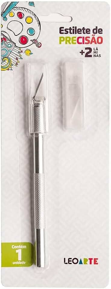Estilete Tipo Bisturi C/2 Laminas Extras Blister Leo&leo Leonora, Prata