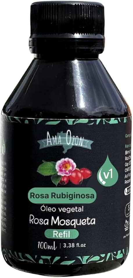Óleo Vegetal de Rosa Mosqueta Tipo Rubiginosa Pura Prensado a Frio da Primeira Prensa Efeito Clareador de Mancha Axíla e Virilha Vegetal Atnua estrias queloides cicatrizes e rugas e linhas de expressão Refil 100ml