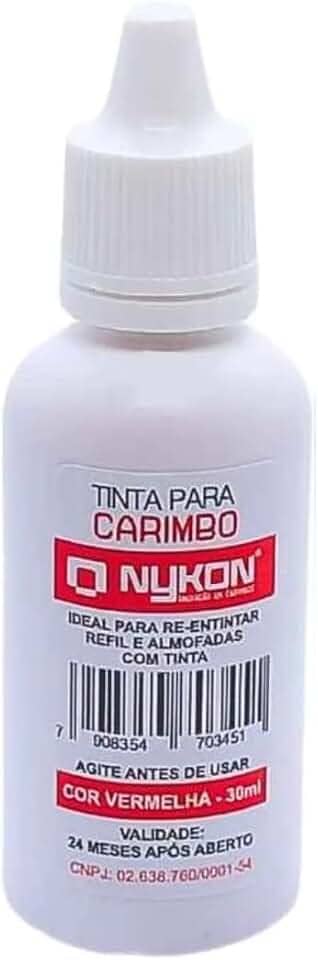 Tinta para Carimbo 30ml Nykon – Refil para Carimbos e Almofadas, Secagem Rápida, Alta Durabilidade, Ideal para Escritórios e Uso Profissional (Vermelho)