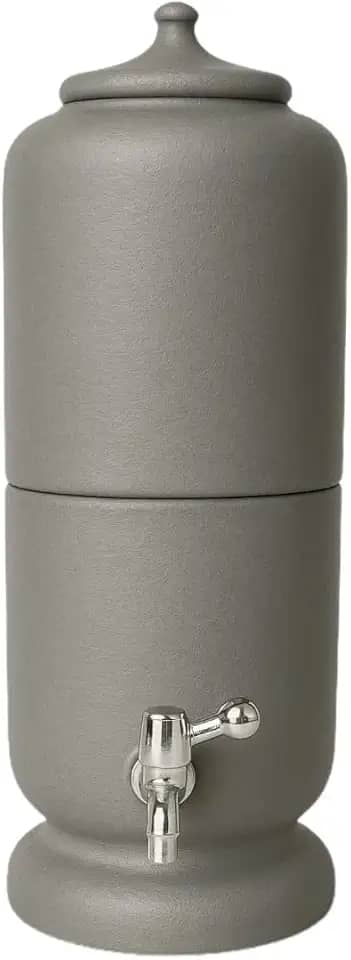 Filtro de Barro Artesanal, 6 Litros, Cinza, com Torneira e Vela Filtrante, 46 cm Altura