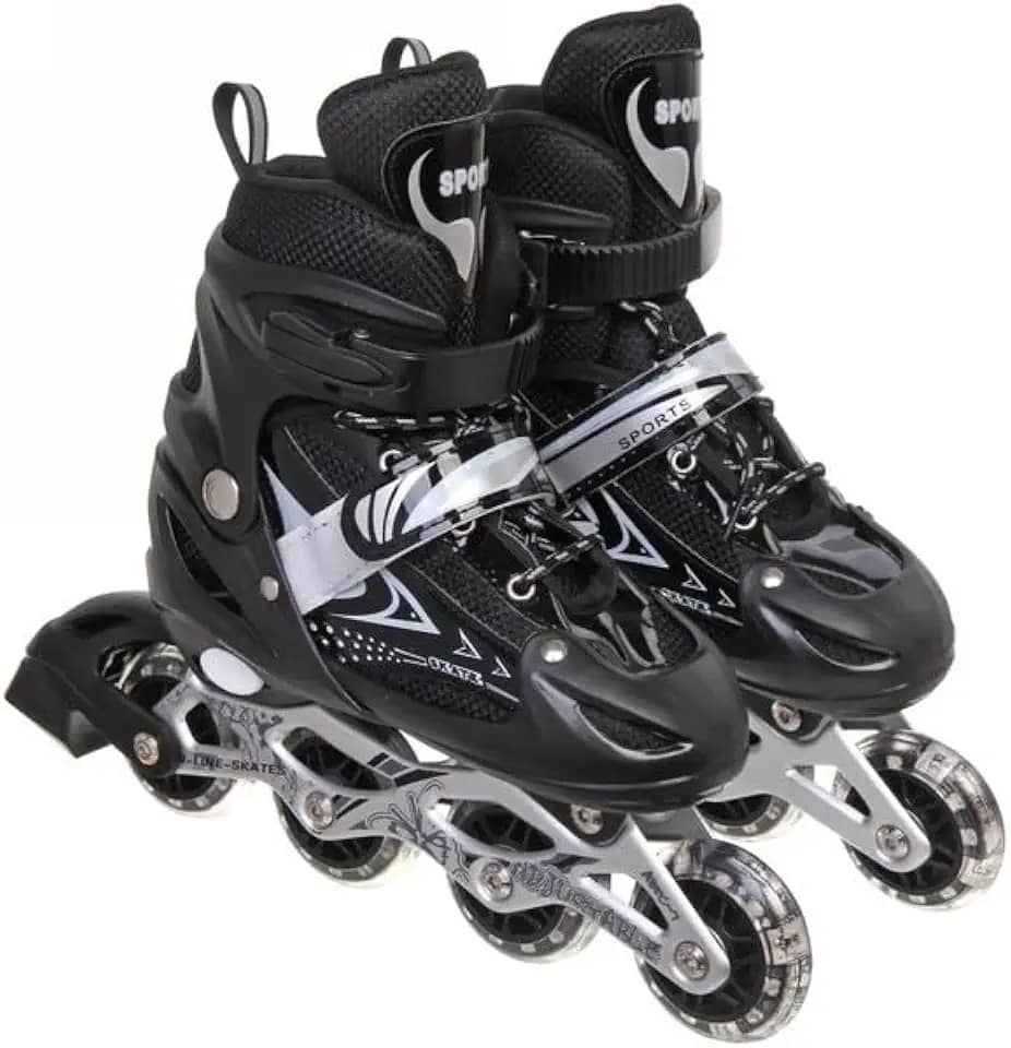 Patins Roller Inline 4 Rodas Skates Ajustavél com Rodas Iluminadas Jovens e Adultos, Para iniciantes, Adequado para uso Interno e Externo