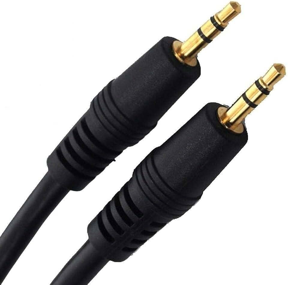 Cabo de Áudio Auxiliar P2 x P2 Estéreo 5 metros com Pontas Douradas