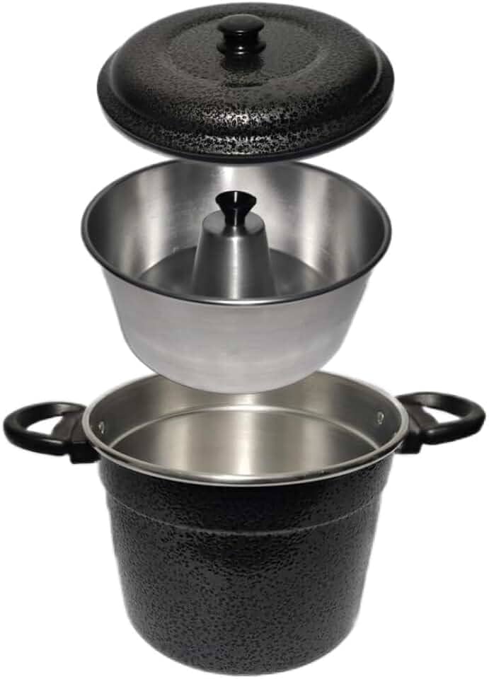 Kit Forma Pudim Banho Maria e Panela de Alumínio Preta Craqueada