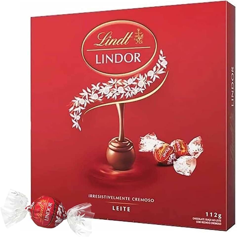 Bombom de Chocolate Suiço Lindt Lindor, 1 Caixa de 112g