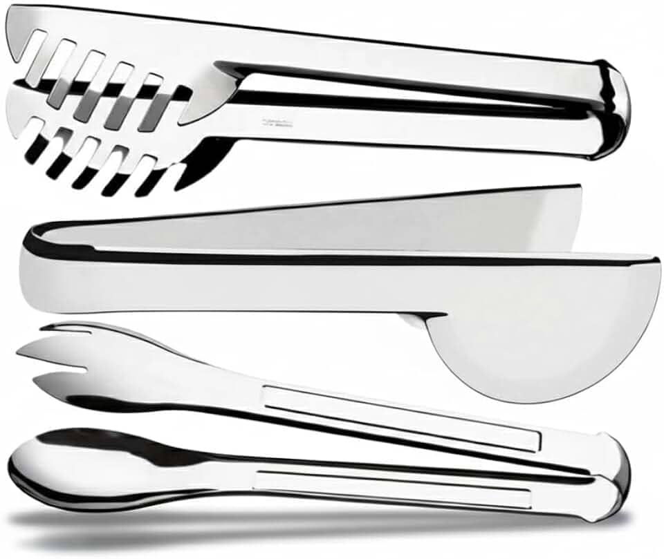 Conjunto de Pegadores em Aço Inox, 20cm, 3 Peças - Pegador para Macarrão, Massas, Salada, Frios e Multiuso, Utensílios de Cozinha Profissionais