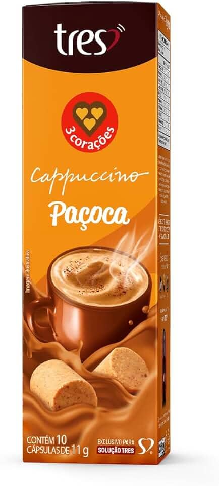 Cápsula de Cappuccino Paçoca 3 Corações 10 unid