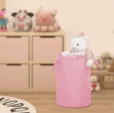 Cesto De Roupa Suja Brinquedos Organizador Multiuso Dobrável Grande 48L e 75L Guarde Bem (Rosa Bebê, 75L)