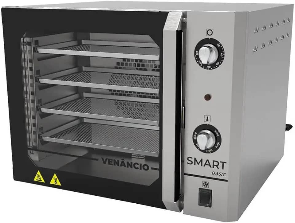 Forno Industrial Elétrico Convector Venâncio Smart Basic 4 Esteiras Inox Escovado 127V FCSB4E