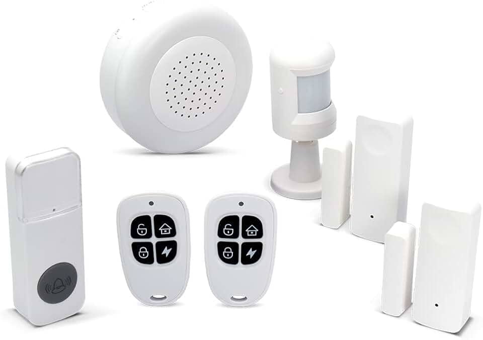 EKAZA Kit Alarme 2 Sensores Abertura + 1 Sensor Presença + 2 Controle + Sirene + Campainha - EKJM-T3231