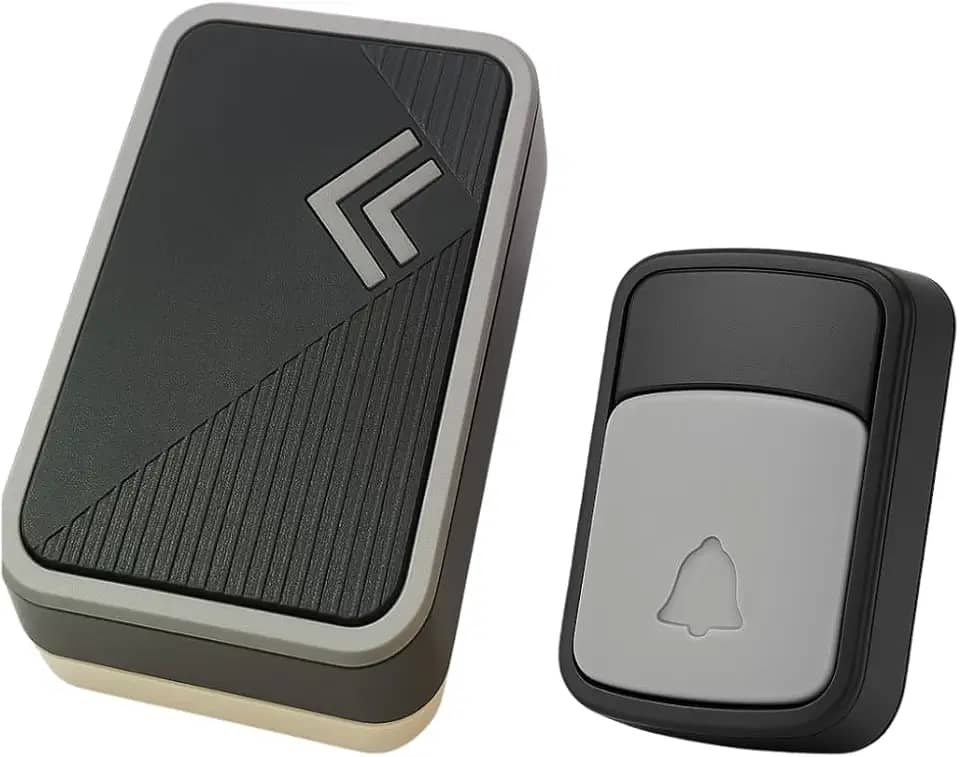 Campainha Sem Fio para Casa ou Escritório, 36 Toques Diferentes, Alcance 50m, 5 Níveis de Volume Ajustável, Instalação Rápida por Adesivo ou Parafusos e Design Moderno.