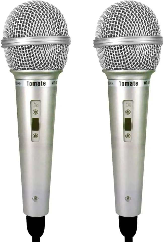 2 Microfones Prata Profissional com Fio para Igrejas Eventos