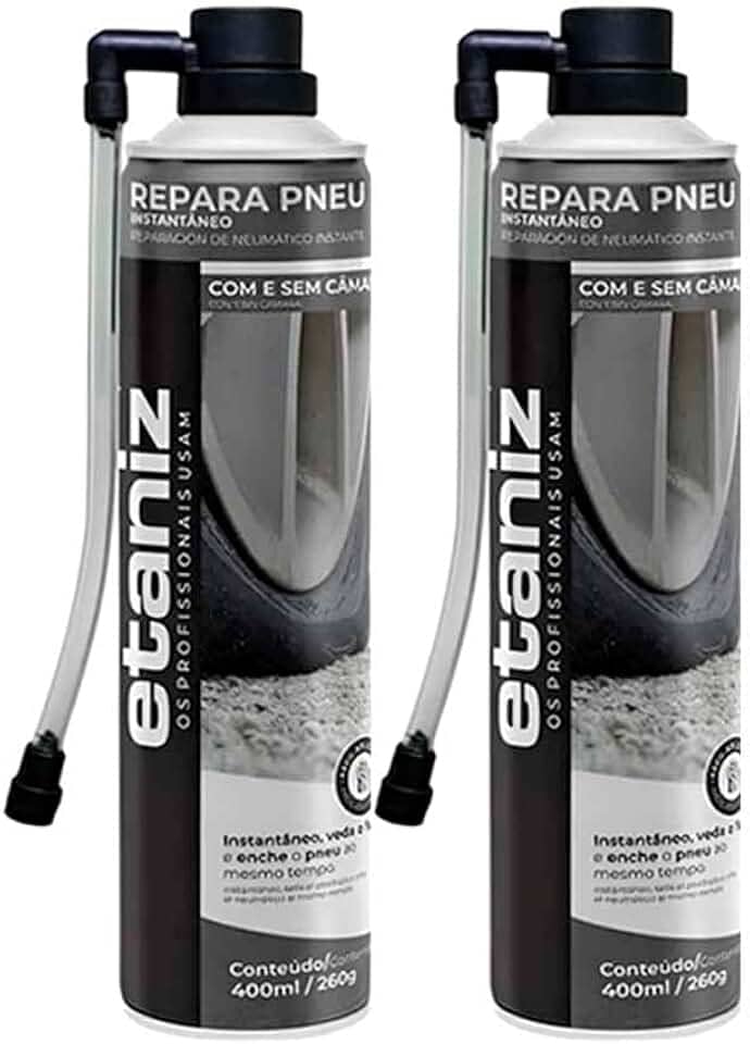 2 Repara Pneu Spray Instantâneo Para Carro Moto 400ml Etaniz