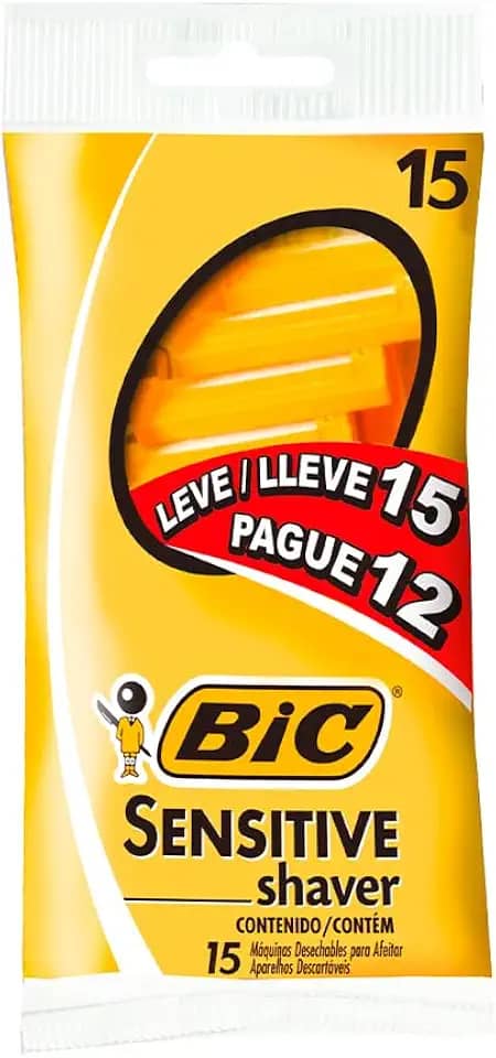 BIC Aparelho De Barbear Sensitive Shaver C/ Cabo Antideslizante 902391 Embalagem Leve 15 Pague 12