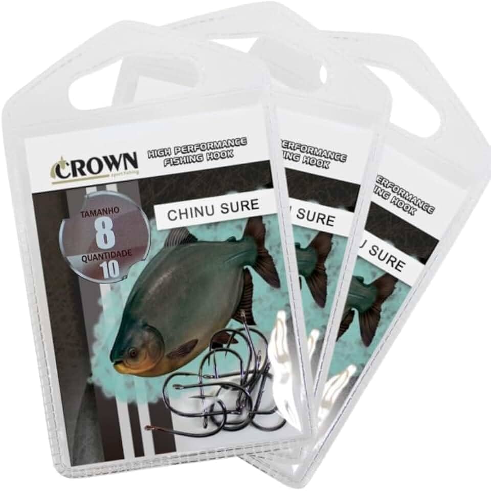 Kit 30 Anzóis Crown N°08 Sem Farpa e Fisga Chinu Sure Black