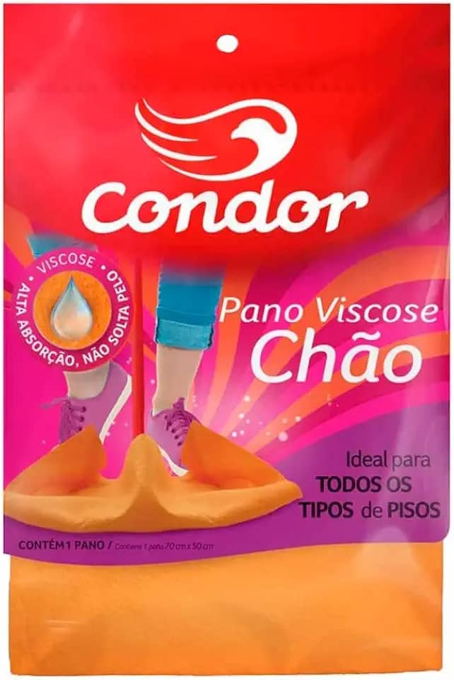 Condor, Pano de Chão Viscose, Todos os Tipos de Pisos, Alta Absorção, Sem Riscos ou Pelos, Transparente