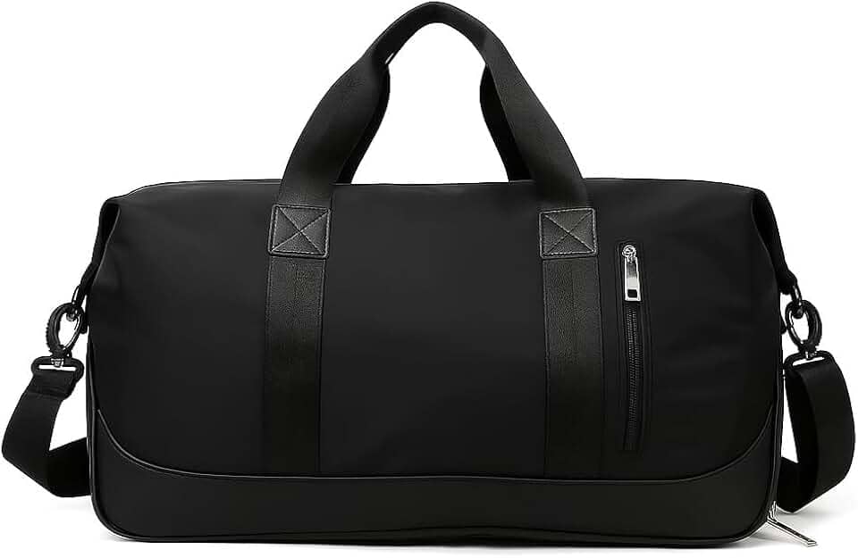Bolsa De Mão Mala Viagem Academia Feminina Masculina Super Grande, Compartimentos Com Zíper, Espaço Para Tênis Ou Roupas Sujas Alça Removível Modelo Transversal Bordo Poliéster (Preto Clássico)