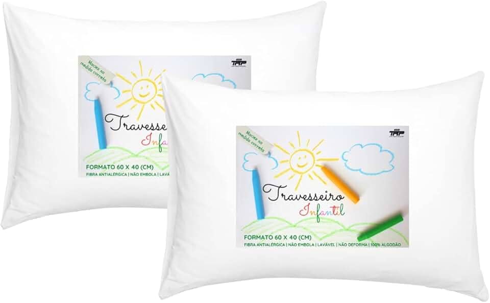 Kit 2 Travesseiros TRP Imports Select Kids Até 10 Anos Antialergico Lavável em Maquina