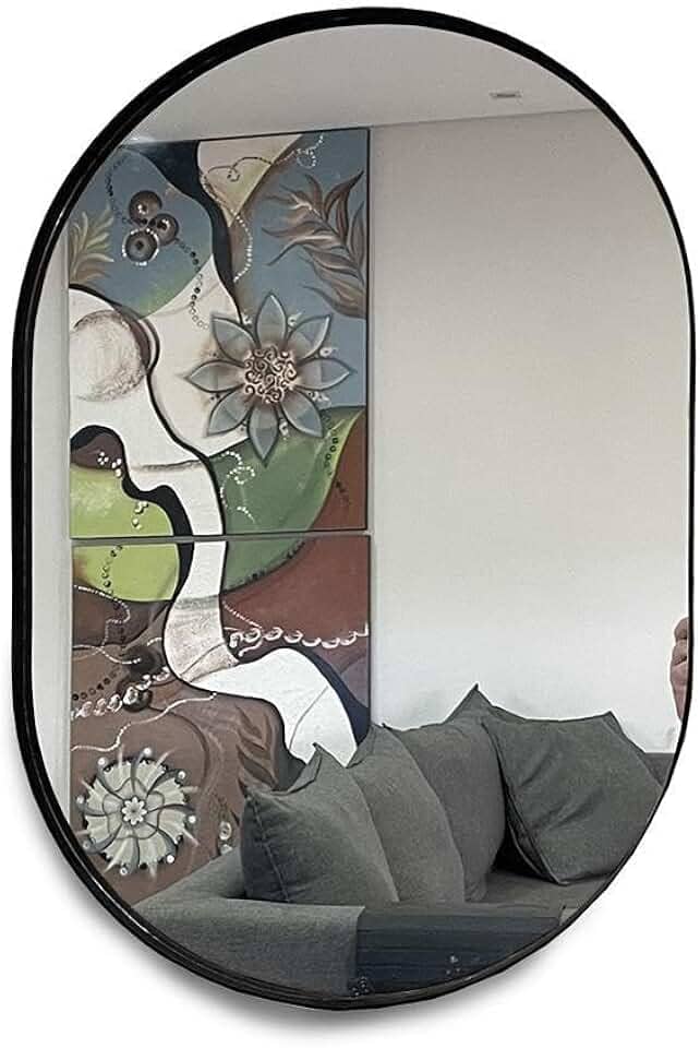 Espelho Oval 60x40cm com Moldura Cor:Preto
