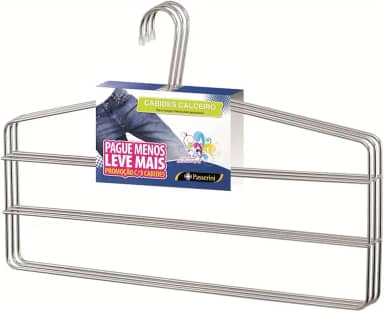 Cabide para Calça Triplo Calceiro Cromado Organização Roupa Armario - Kit com 03 unidades