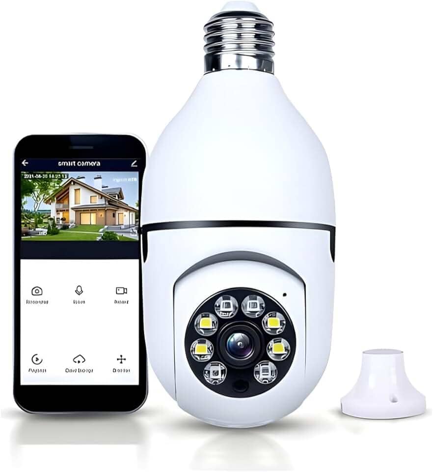 Câmera De Segurança Wifi Lâmpada Espiã Inteligente Com Visão Noturna e Sensor Presença - Com App (1)