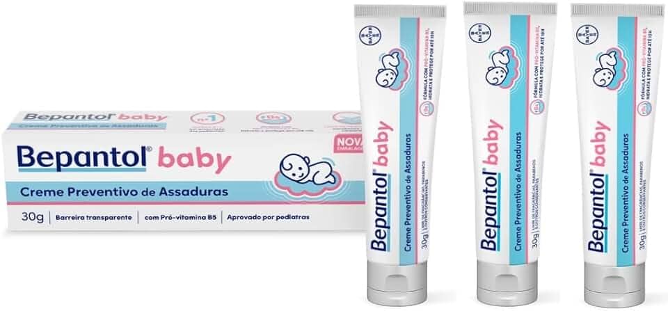 Bepantol Baby Kit Pomada Assadura Bebe, 3 Unidades de 30g, Prevenção de Assaduras e Hidratação da Pele do Bebê
