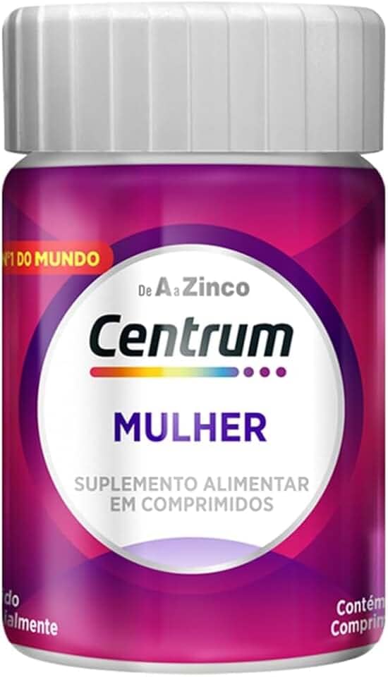 Centrum Mulher, Multivitamínico Adulto, Suplemento Vitamínico com Vitamina B12, Vitamina D, Ferro e Zinco, 30 Comprimidos