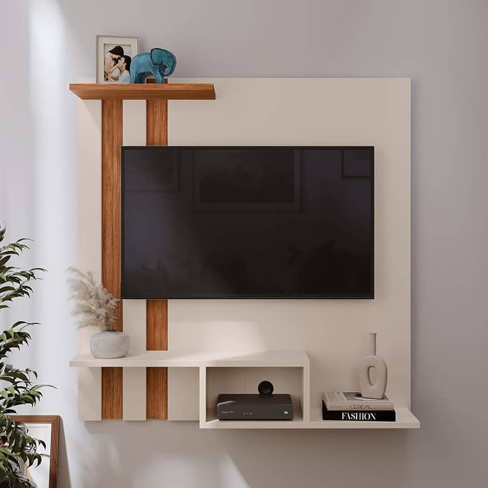 LOJASGK Painel Suspenso para TV 32 Polegadas Off White/Cedro