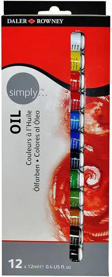 DALER ROWNEY Simply, Tinta Oleo Bisnagas de 12ml, 12 Cores