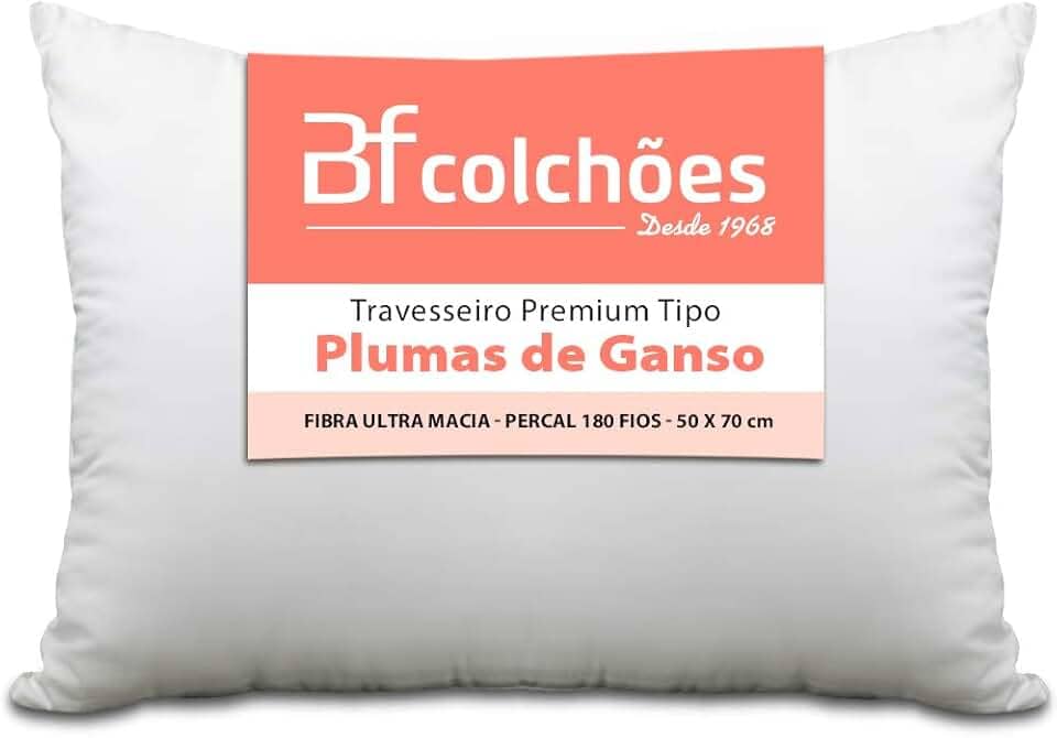 Travesseiro Premium de Fibra conforto extra tipo Pluma Pena de Ganso Ecológica 50x70cm BF Colchões