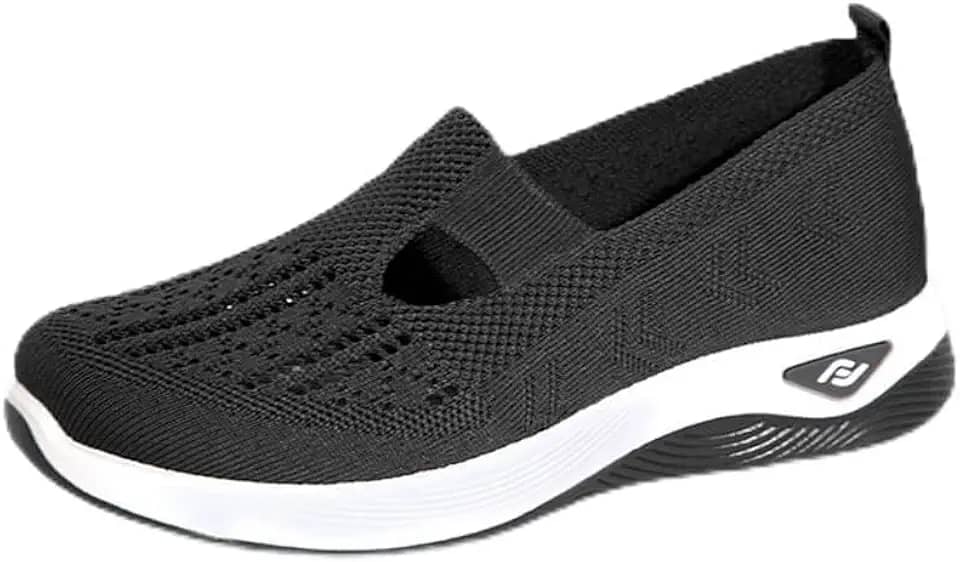 Tênis de caminhada feminino, leve, confortável, respirável, para viagem, treino, caminhada, cabedal de malha