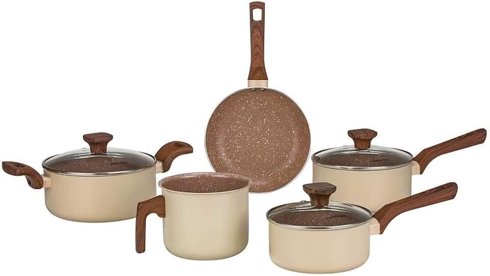 Mimo Style Jogo de 5 Panelas Alumínio Indução Pratic Cook Crema