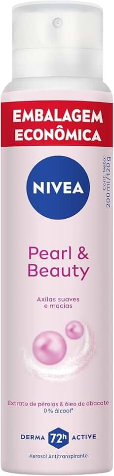 NIVEA Desodorante Aerossol Pearl & Beauty 200ml - Proteção por 72h para axilas mais suaves e bonitas