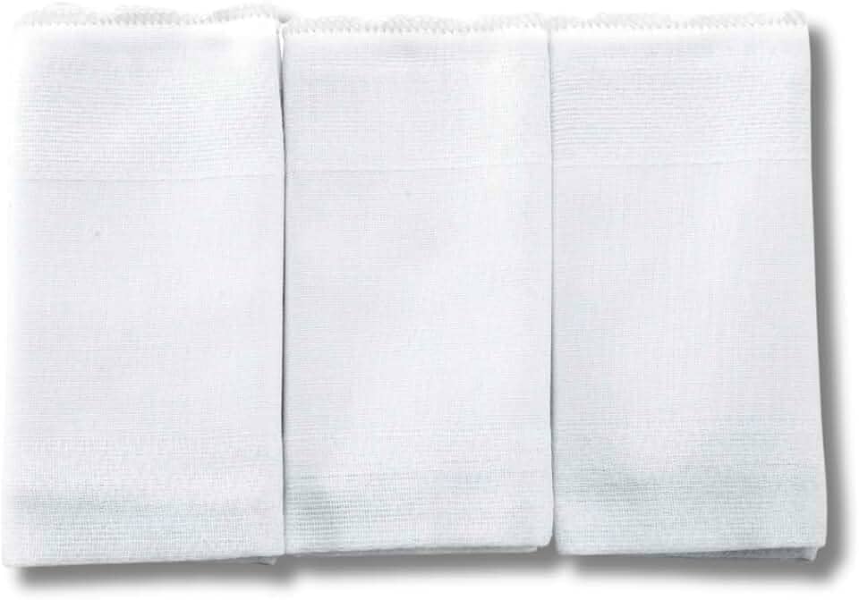 Kit 3 Panos de Boca Brancos para Bordar e Pintar – 100% Algodão 34x40cm – Com Faixa para Personalização – Acabamento Festonê – Liso e Macio para Bebê