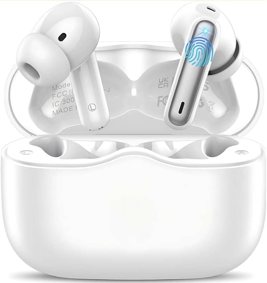 Fone De Ouvido Bluetooth 5.4, Com Borrachinhas, Compatível Com Todo Celular, Cancelamento Ruído, Bateria 16 Horas, Microfone, Controle Touch, Resistente a Agua, Cabo de Carregamento - Linha Premium