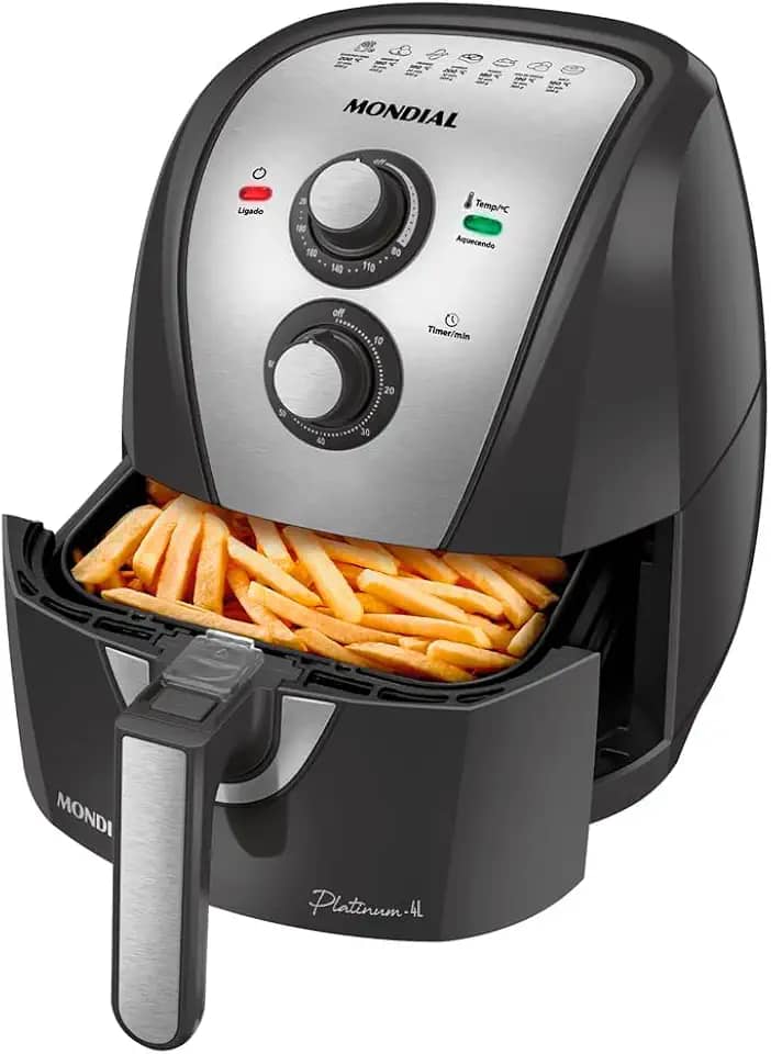 MONDIAL Fritadeira Sem Óleo Air Fryer 4L, Grafite/Inox, 1500W, 220V - AFN-40-PI