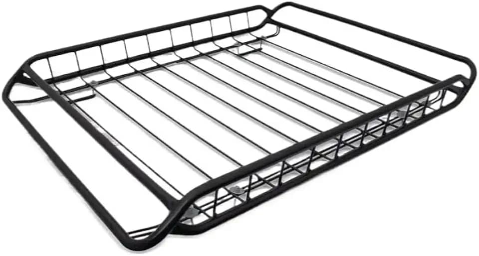 Rack de Teto Universal 80x100x12 em Aço – Bagageiro de Tela Resistente para Carros com Barras Transversais, Capacidade 45kg