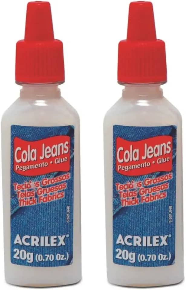 Cola Jeans 20g 17920 Kit com 2 Unidades Alta Fixação para Jeans e Tecidos Grossos | Cola Atóxica Resistente à Água para Reparos e Customizações
