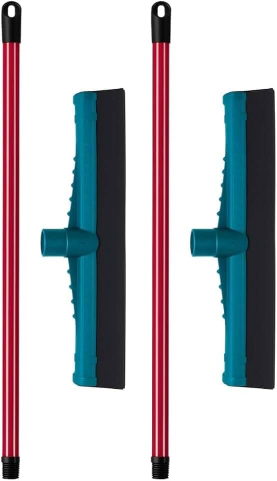 2 Rodos Plástico 30cm EVA Duplo com Cabo Reforçado – Puxa Água, Secagem Rápida, Limpeza Eficiente em Piso Molhado, Ideal para Banheiro, Cozinha, Casa, Lavanderia Áreas Internas, Leve, Durável Multiuso