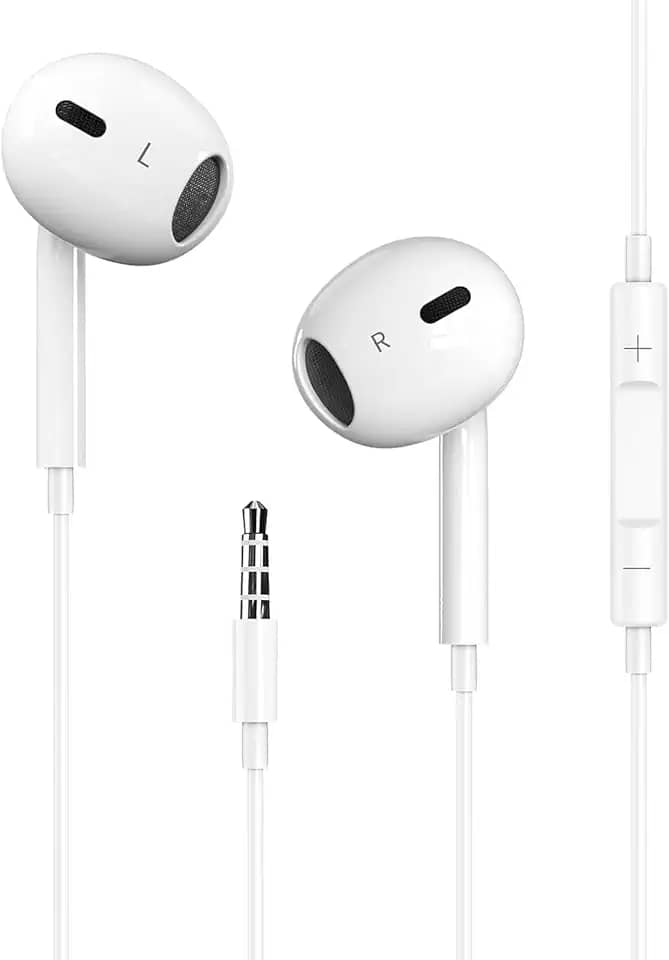 1 pacote com fones de ouvido com fio para iPhone/fones de ouvido com conector de 3,5 mm [certificado MFi] com controle de volume de microfone, compatível com iPhone, iPad, iPod, computador, MP3/4
