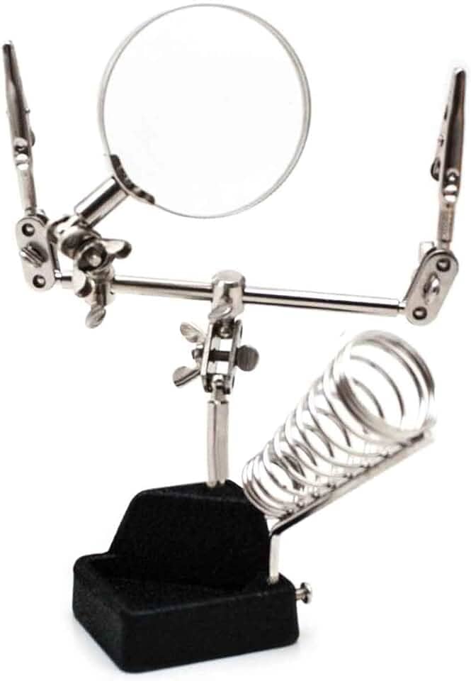 Lupa com Garras e Suporte de Ferro de Solda Eda Prateado