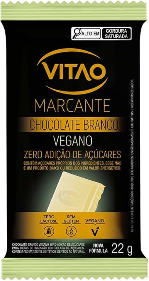 Chocolate Vegano Zero, Branco, Vitao, 22 g