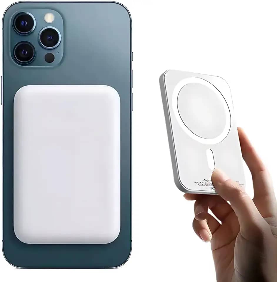 Carregador Portátil Power Bank de 5000mAh Sem Fio Wireless Magnético com Carga Rápida, Carregador Turbo Portátil com Carregamento Rápido Compatível com iPhone XR, 11, 12, 13, 14, Pro, Max, MagSafe