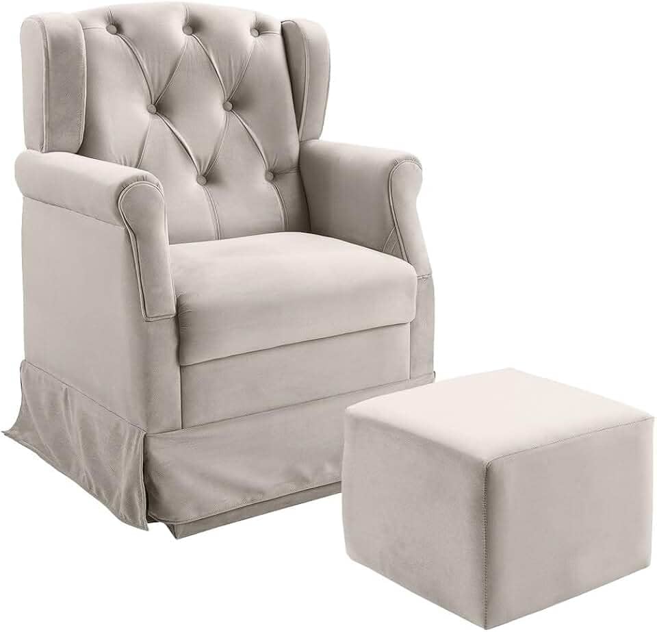 Poltrona Cadeira de Amamentação Balanço Ternura com puff Speciale Home