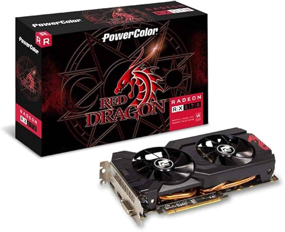 Placa de Vídeo PowerColor RX 570 GDDR5 de 4 GB RADEON RX 570 AXRX 570 4GBD5-DHDV3 / OC