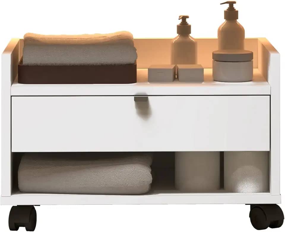 Gabinete para Banheiro Armário Multiuso Organizador com Gaveta (Branco)